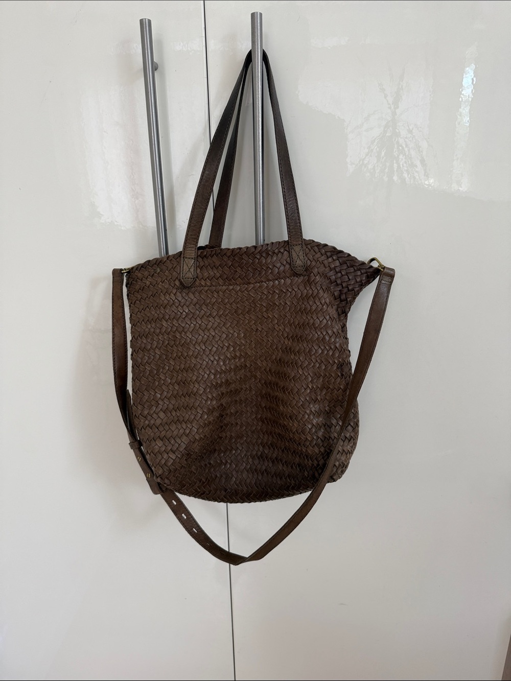 Madewell olive green Woven Leather Tote